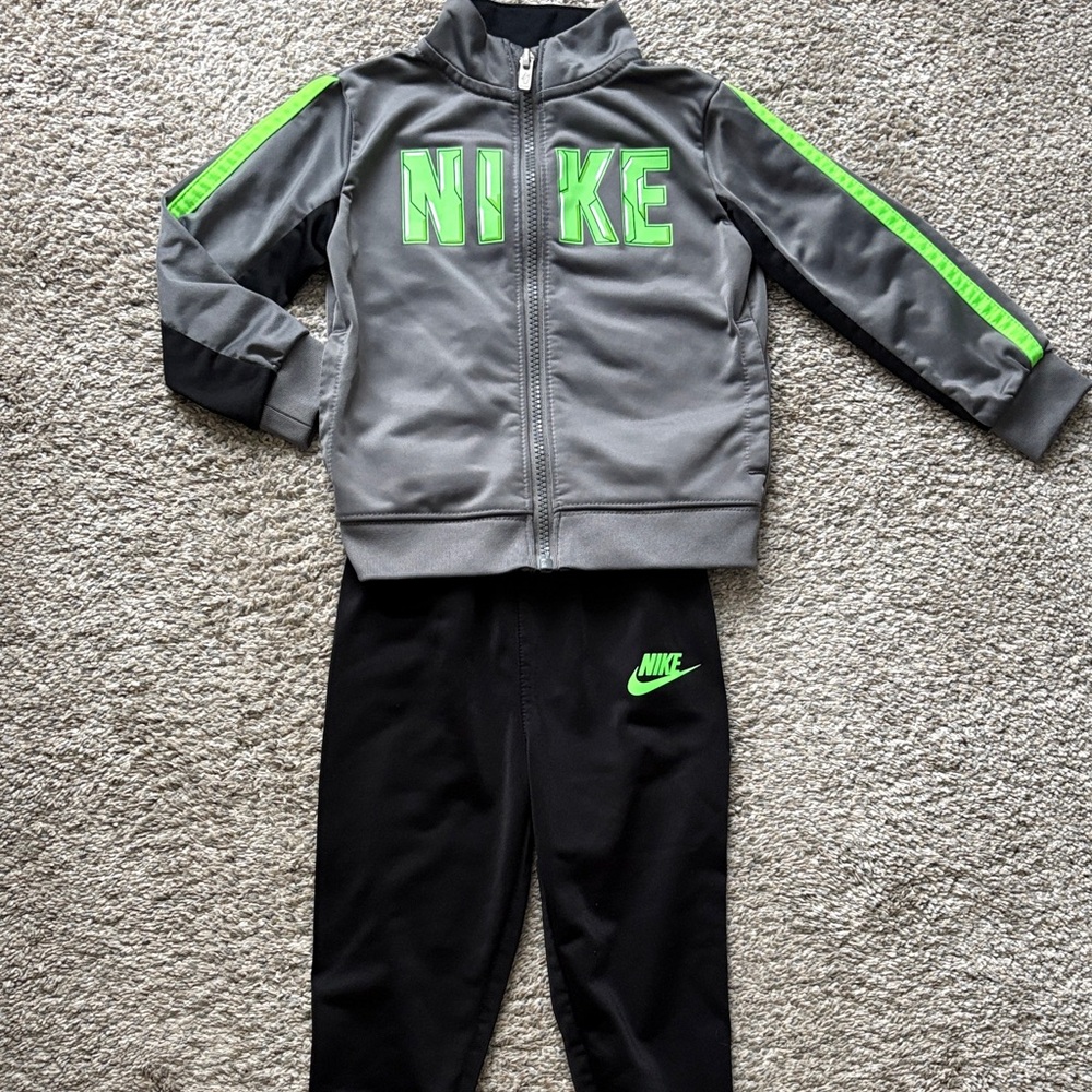 Nike Gray & Neon Green Kids Athletic Track Set